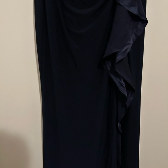 Lauren Ralph Lauren Evening Gown | Navy Blue | Faux Wrap | Size 16 | NWT | A09 - Picture 6 of 12